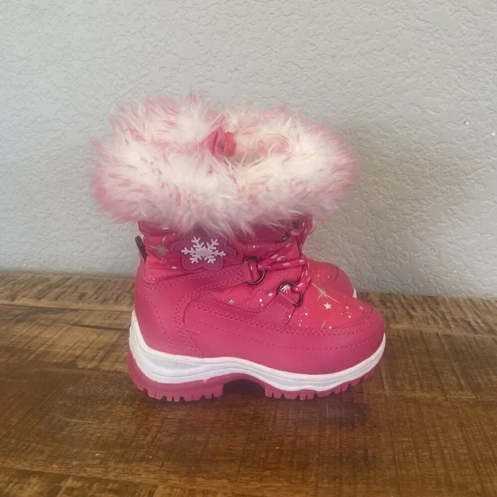 DREAM PAIRS Toddler 7 Girls Snow Boots Mid Calf Winter Faux Fur Lined Boots